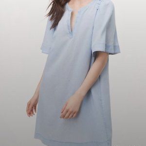 The LOFT Chambray Ruffle Sleeve Dress NWT XL